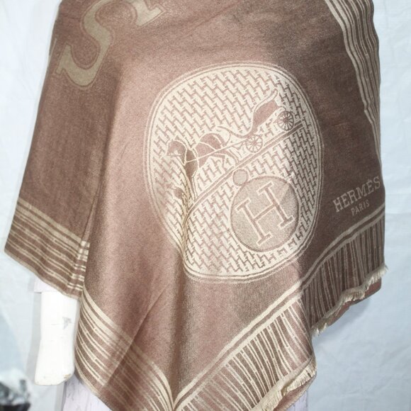 HERMES Scarf Shawl Wrap Stole 65% Cashmere 35% Silk Multicolor Used - Picture 1 of 14